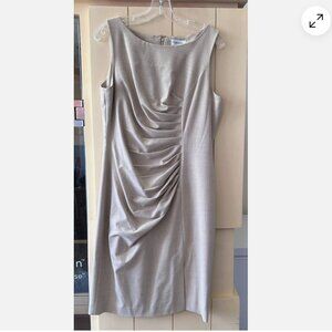 Calvin Klein Dress ruched Beige Colored Size 10 Sheath Dress Pencil Dress
